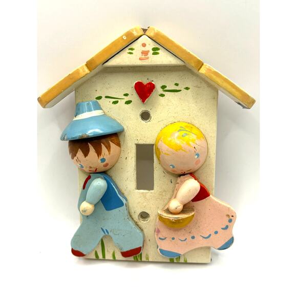 Irmi Vintage Wooden Light Switch Cover Nursery Baby Room Decor 1960s 4" x 5" - Picture 2 of 9